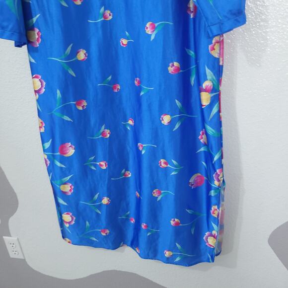 Vintage Village Fair Robe Nightgown Womens Medium Midi Blue Floral Zip P… - Picture 11 of 11